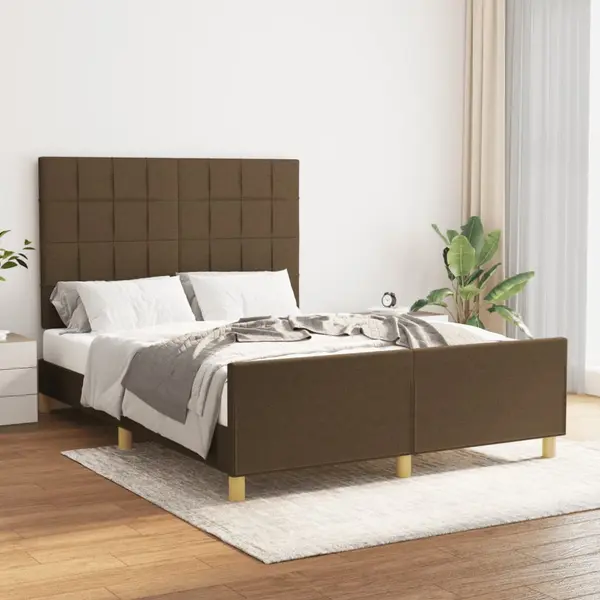 Gossi cadru de pat fara saltea, maro inchis, 140x200 cm, textil