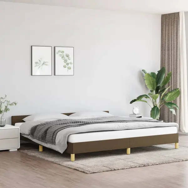 Gossi cadru de pat fara saltea, maro inchis, 200x200 cm, textil