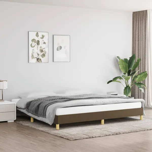 Gossi cadru de pat fara saltea, maro inchis, 200x200 cm, textil