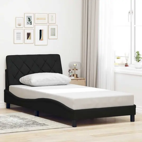 Gossi cadru de pat fara saltea, negru, 100x200 cm, textil