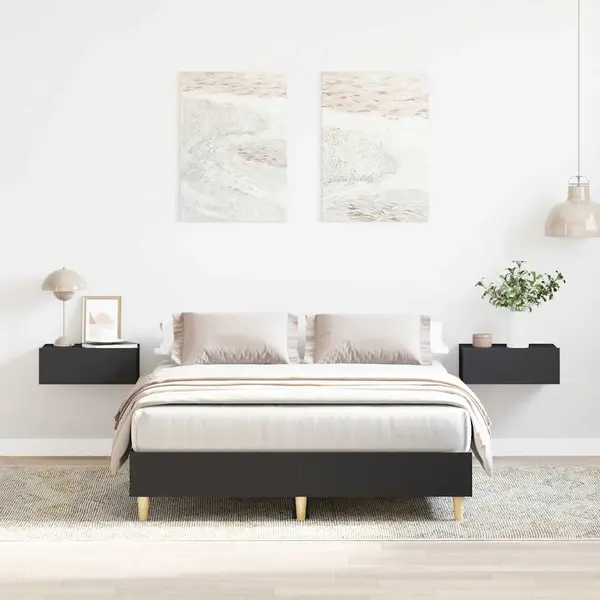 Gossi cadru de pat fara saltea, negru, 135x190 cm, lemn prelucrat