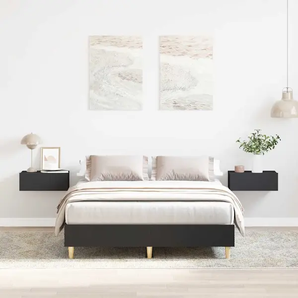 Gossi cadru de pat fara saltea, negru, 140x190 cm, lemn prelucrat