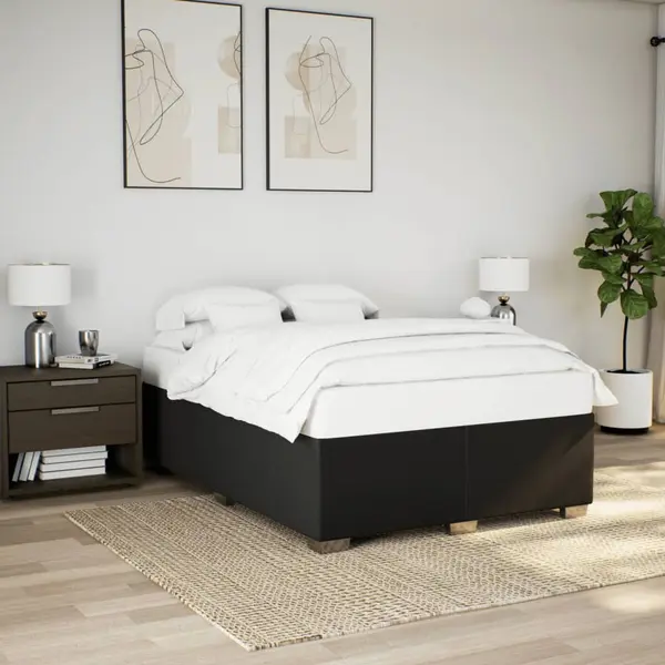 Gossi cadru de pat fara saltea, negru, 140x190 cm, textil