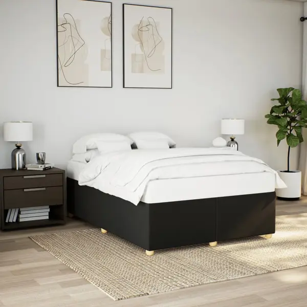 Gossi cadru de pat fara saltea, negru, 140x200 cm, textil