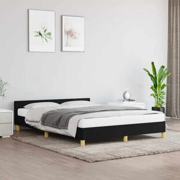 Gossi cadru de pat fara saltea, negru, 140x200 cm, textil