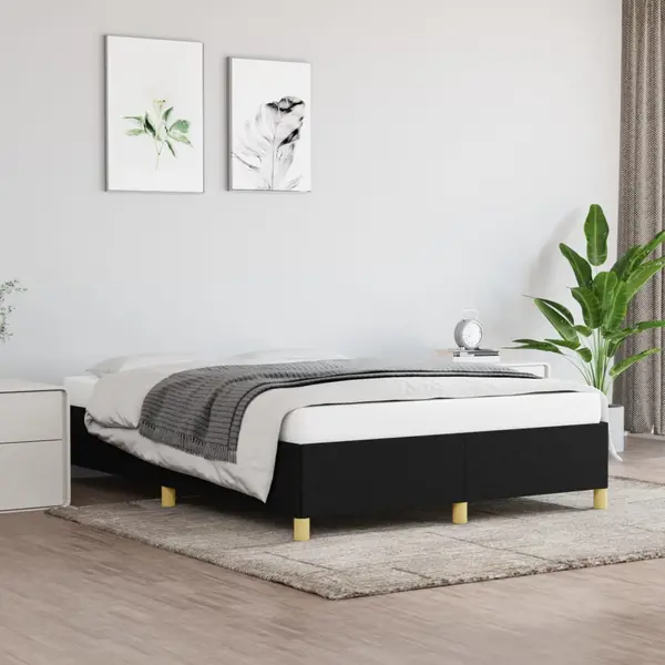 Gossi cadru de pat fara saltea, negru, 140x200 cm, textil