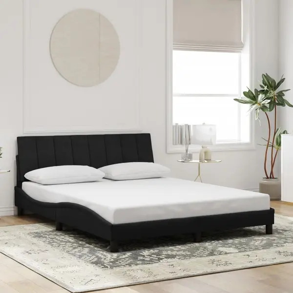 Gossi cadru de pat fara saltea, negru, 160x200 cm, catifea