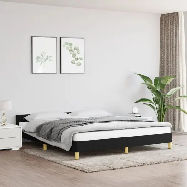 Gossi cadru de pat fara saltea, negru, 160x200 cm, textil