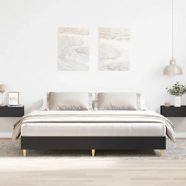 Gossi cadru de pat fara saltea, negru, 200x200 cm, lemn prelucrat