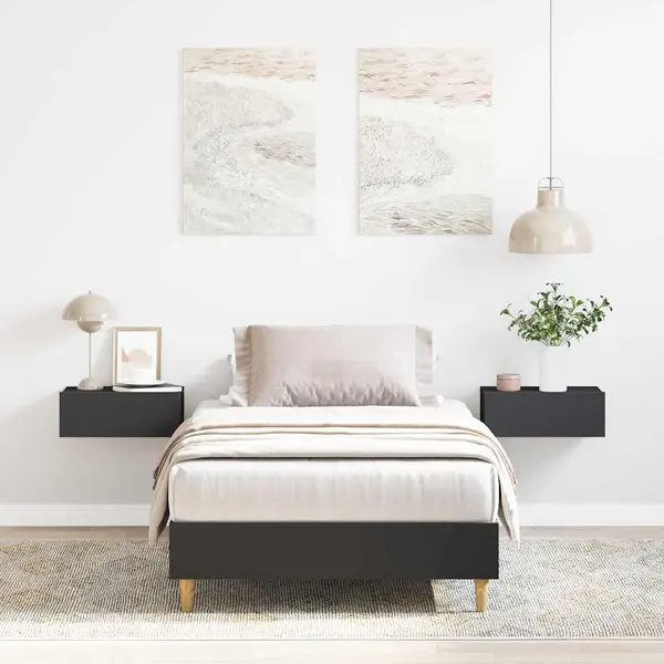 Gossi cadru de pat fara saltea, negru, 90x200 cm, lemn prelucrat