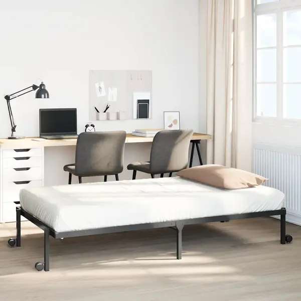 Gossi cadru de pat fara saltea pliabil negru 100x200 cm otel