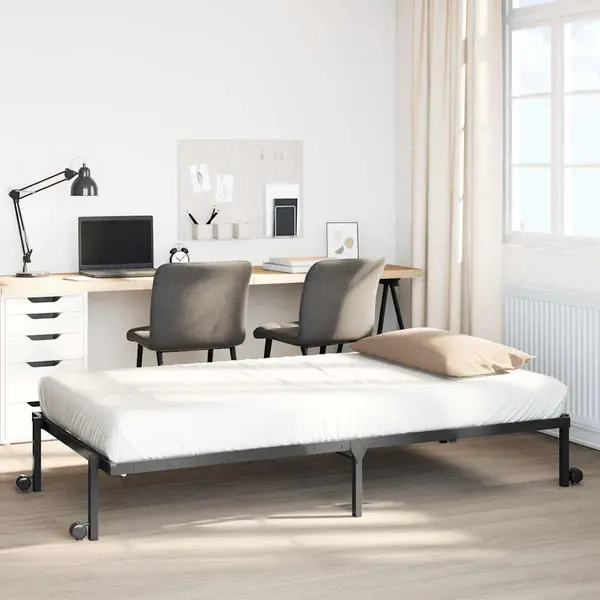 Gossi cadru de pat fara saltea pliabil negru 80x200 cm otel