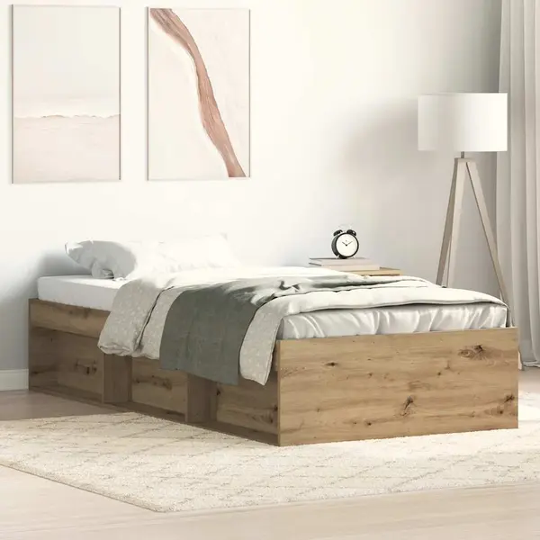 Gossi cadru de pat fara saltea stejar artisan 90x190cm lemn prelucrat