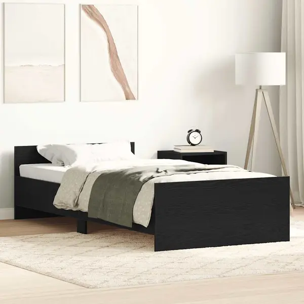 Gossi cadru de pat fara saltea stejar negru 75x190 cm lemn prelucrat
