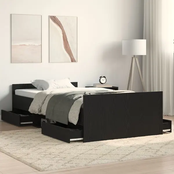 Gossi cadru de pat fara saltea, stejar negru 90x190 cm lemn prelucrat