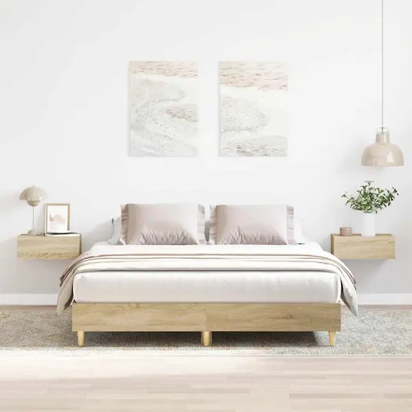 Gossi cadru de pat fara saltea stejar sonoma 140x200cm lemn prelucrat