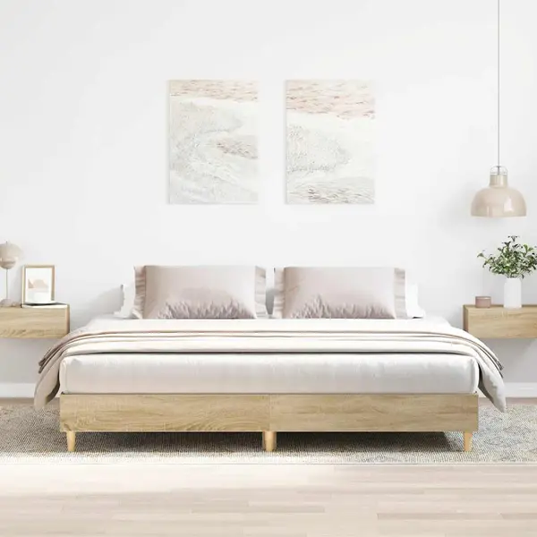 Gossi cadru de pat fara saltea stejar sonoma 200x200cm lemn prelucrat