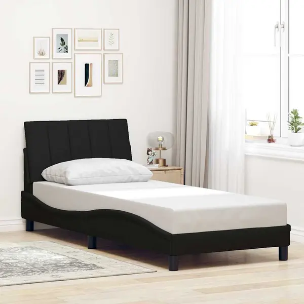 Gossi cadru de pat fara saltea tesatura neagra 80x200 cm