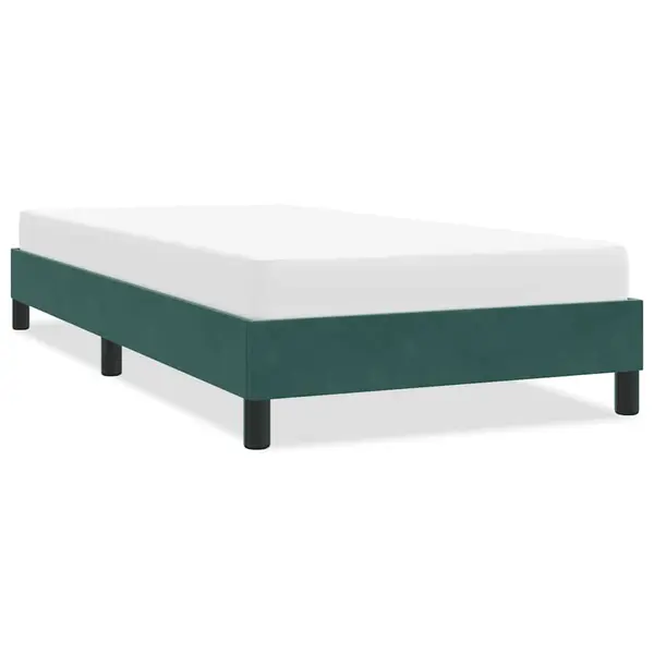 Gossi cadru de pat fara saltea, verde inchis, 80x220 cm, catifea