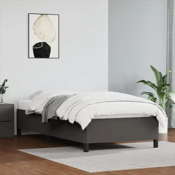Gossi cadru de pat, gri, 100x200 cm, piele ecologica