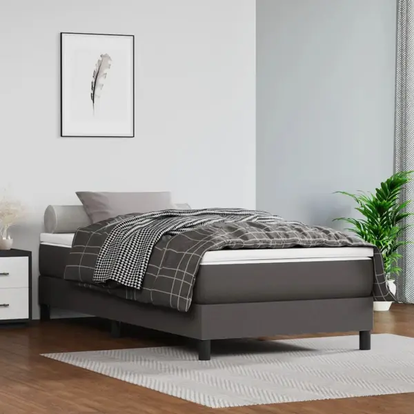 Gossi cadru de pat, gri, 100x200 cm, piele ecologica