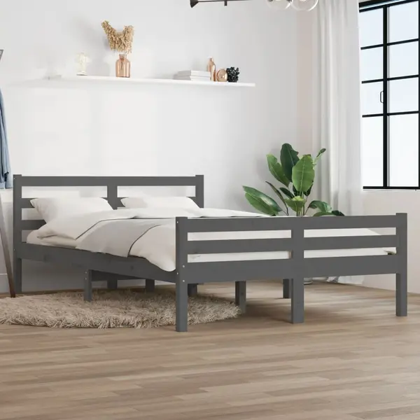 Gossi cadru de pat, gri, 120x200 cm, lemn masiv de pin