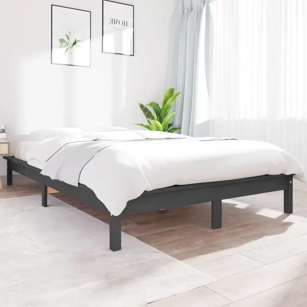 Gossi cadru de pat, gri, 120x200 cm, lemn masiv de pin