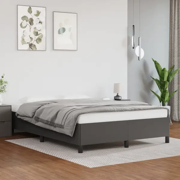 Gossi cadru de pat, gri, 140x190 cm, piele ecologica