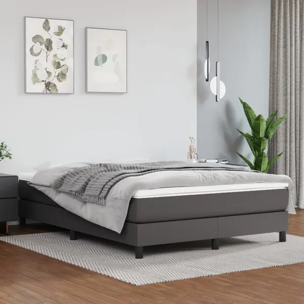 Gossi cadru de pat, gri, 140x200 cm, piele ecologica