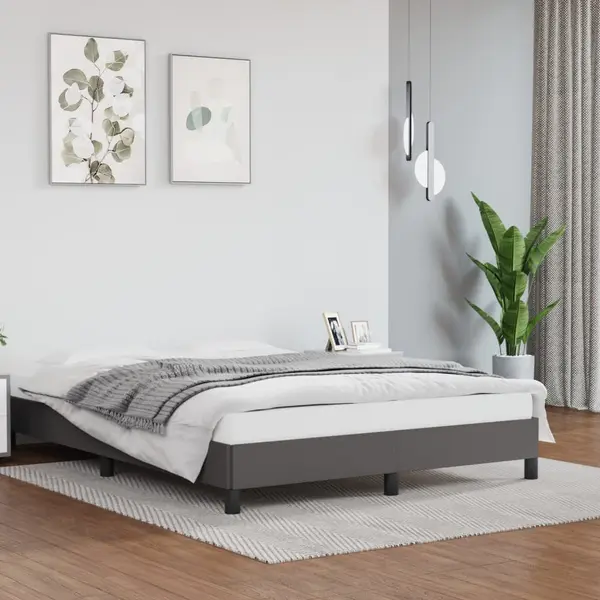 Gossi cadru de pat, gri, 140x200 cm, piele ecologica