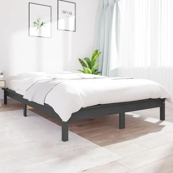 Gossi cadru de pat, gri, 160x200 cm, lemn masiv de pin