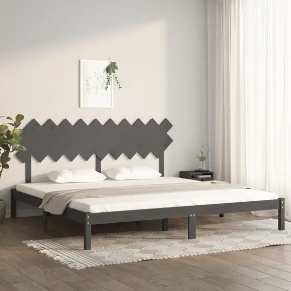 Gossi cadru de pat, gri, 200x200 cm, lemn masiv