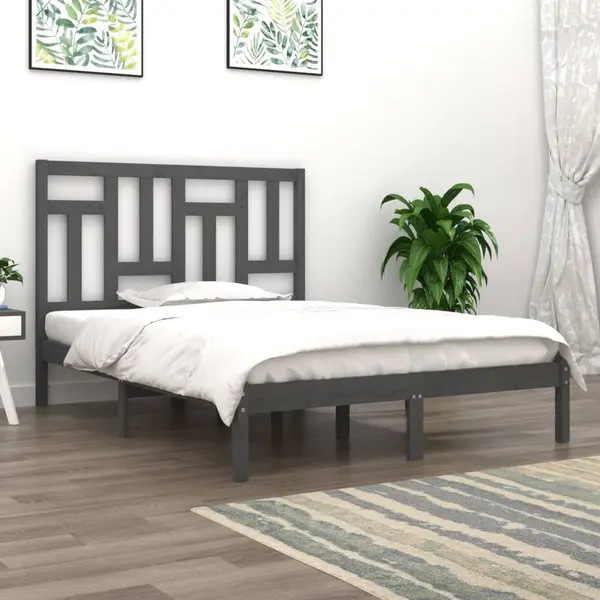 Gossi cadru de pat, gri, 200x200 cm, lemn masiv de pin