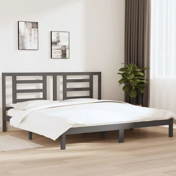 Gossi cadru de pat, gri, 200x200 cm, lemn masiv de pin