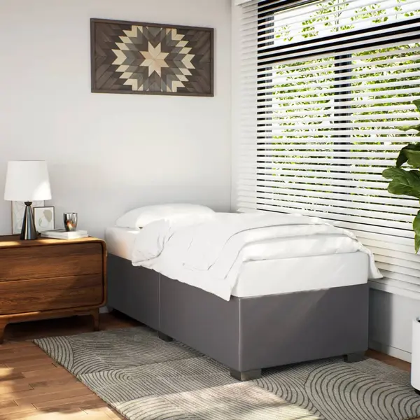 Gossi cadru de pat, gri, 90x190 cm, piele ecologica