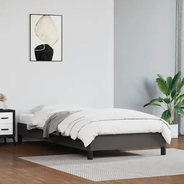 Gossi cadru de pat, gri, 90x190 cm, piele ecologica