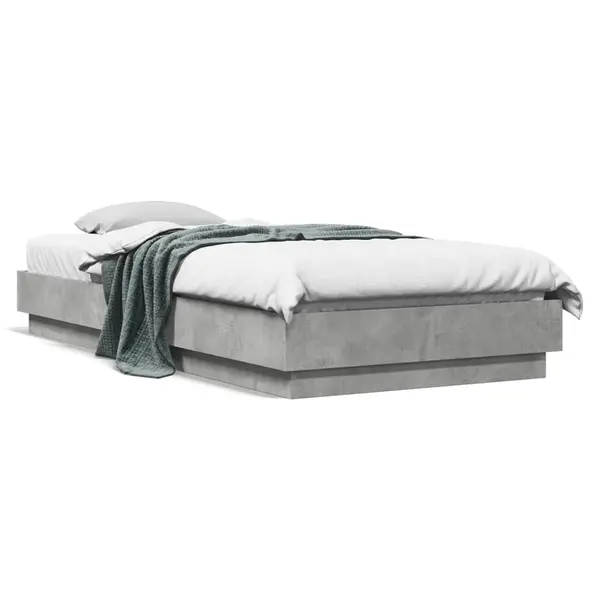 Gossi cadru de pat, gri beton, 100x200 cm, lemn prelucrat