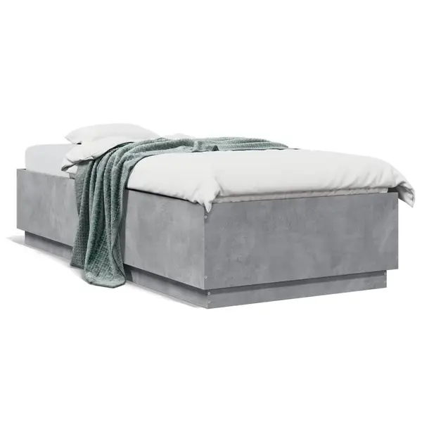 Gossi cadru de pat, gri beton, 100x200 cm, lemn prelucrat