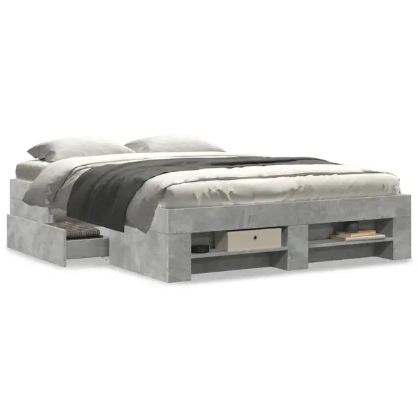 Gossi cadru de pat, gri beton, 120x190 cm, lemn prelucrat