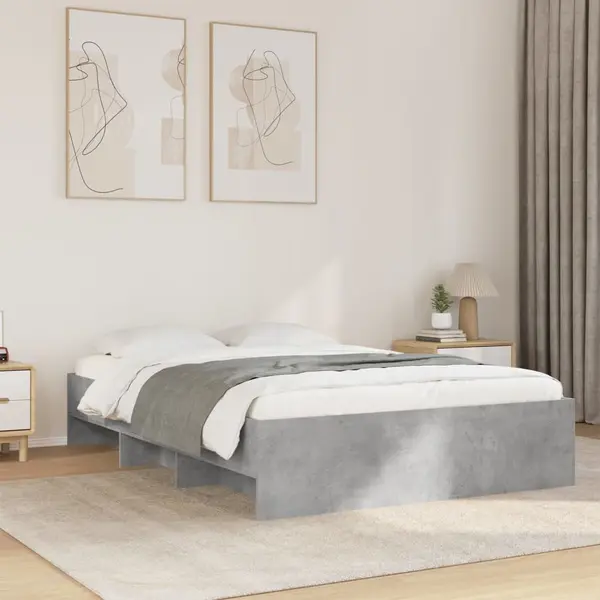 Gossi cadru de pat, gri beton, 120x200 cm, lemn prelucrat