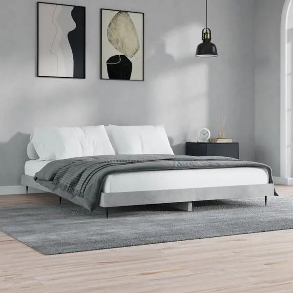 Gossi cadru de pat, gri beton, 120x200 cm, lemn prelucrat