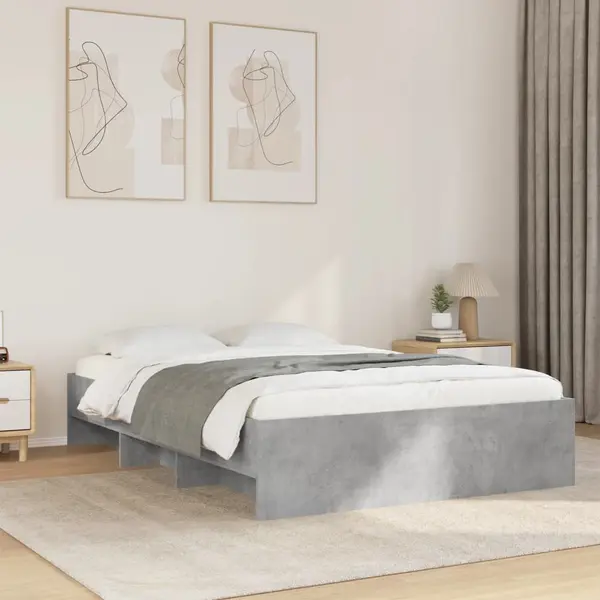 Gossi cadru de pat, gri beton, 140x200 cm, lemn prelucrat