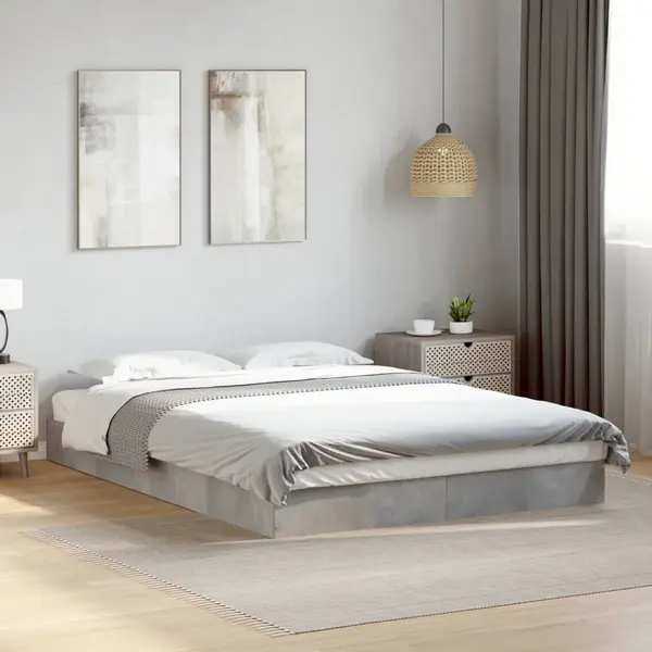 Gossi cadru de pat, gri beton, 140x200 cm, lemn prelucrat