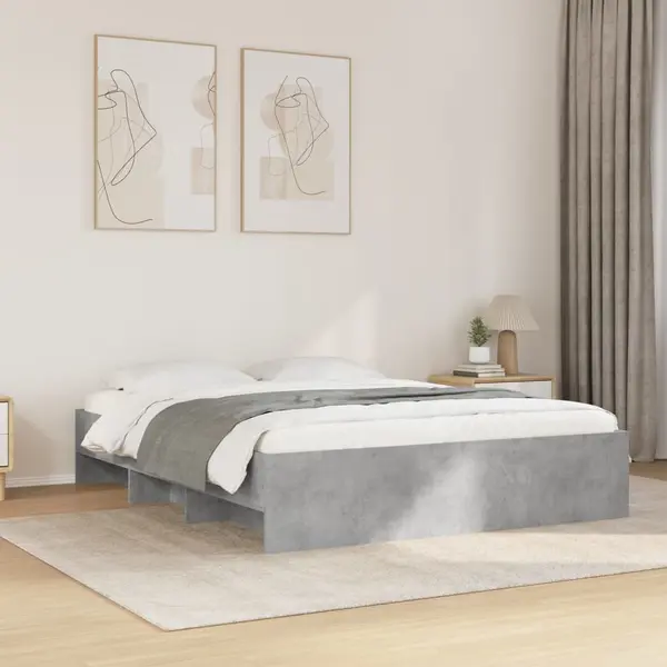 Gossi cadru de pat, gri beton, 150x200 cm, lemn prelucrat