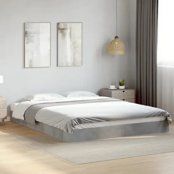 Gossi cadru de pat, gri beton, 160x200 cm, lemn prelucrat
