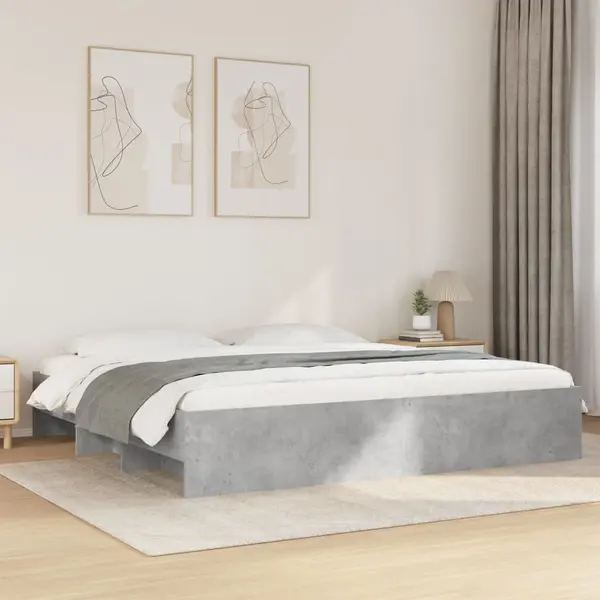 Gossi cadru de pat, gri beton, 180x200 cm, lemn prelucrat