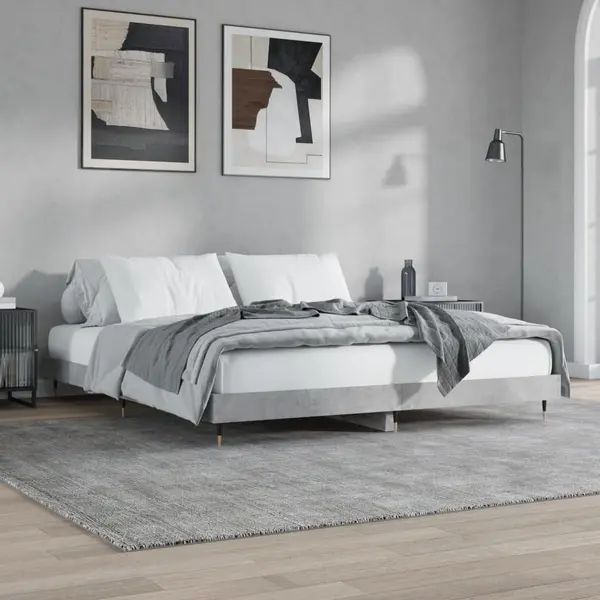 Gossi cadru de pat, gri beton, 200x200 cm, lemn prelucrat