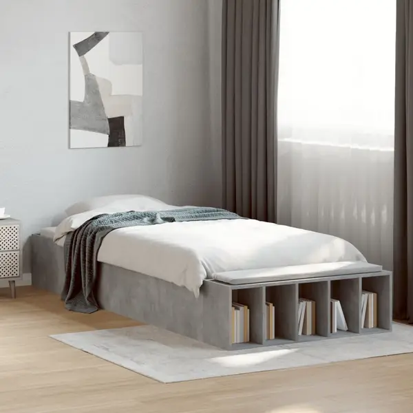 Gossi cadru de pat, gri beton, 75x190 cm, lemn prelucrat