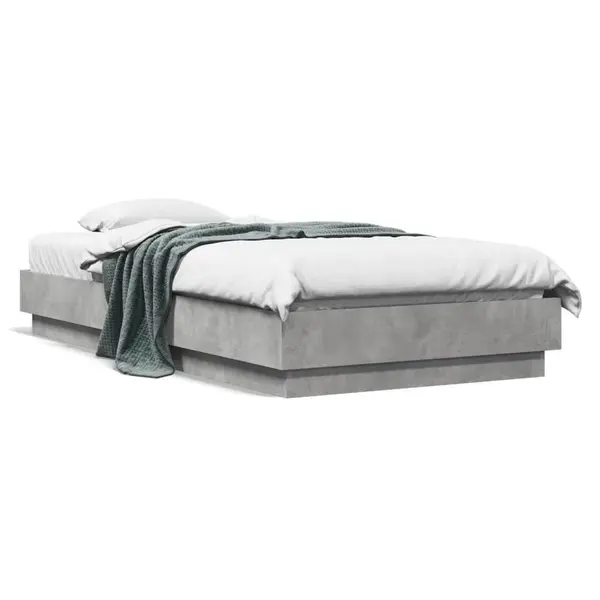 Gossi cadru de pat, gri beton, 75x190 cm, lemn prelucrat