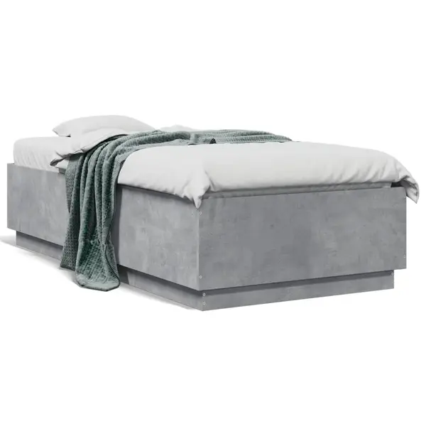 Gossi cadru de pat, gri beton, 75x190 cm, lemn prelucrat
